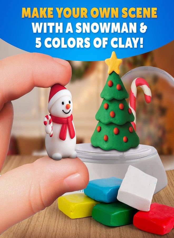 Blue Marble مجموعة كرة ثلجية مضيئة زرقاء اللون للأطفال - اصنع مشهدًا احتفاليًا باستخدام الصلصال، وقطع ندفات الثلج، وشخصية رجل الثلج، ومجموعة كرة ثلجية بلاستيكية، وأشغال يدوية لعيد الميلاد للأطفال، وهدايا صغيرة للجوارب - Image 3